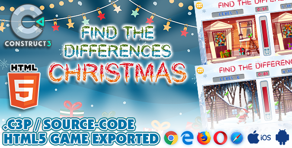 Find The Differences – Christmas Game HTML5 – With Construct 3 All Source-code (.c3p)