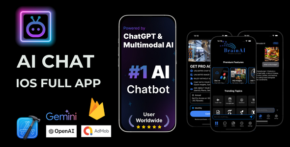 BrainAI – AI Chat Powered by OpenAI (ChatGPT), GPT4o & Google AI | IOS Native SwiftUI Source Code