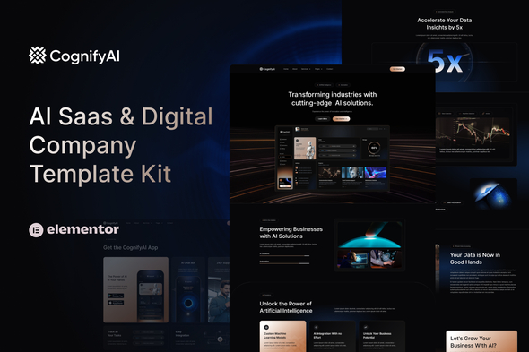 CognifyAI – AI Saas & Digital Company Elementor Pro Template Kit