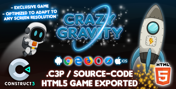 Crazy Gravity HTML5 Game – Construct 3 Source-code