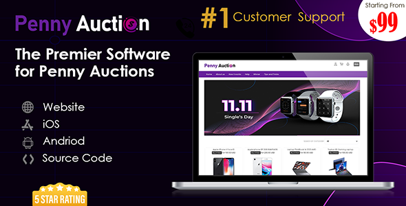 Online Penny Auction Bidding Website, Android and IOS in ASP.NET