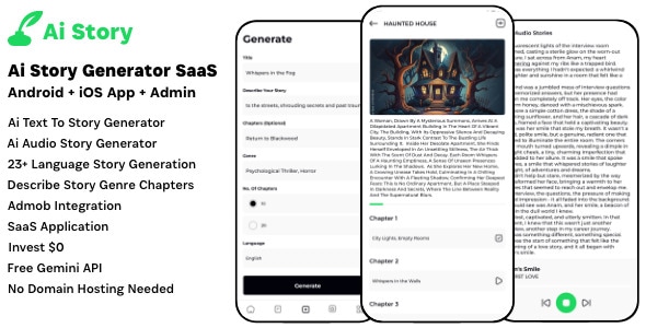 Ai Story Generator – Text To Story SaaS Ai Audio Story Admob Android iOS mobile react native Admin