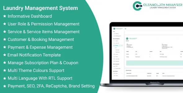 CleanCloth Manager SaaS – Laundry Management System 1.3