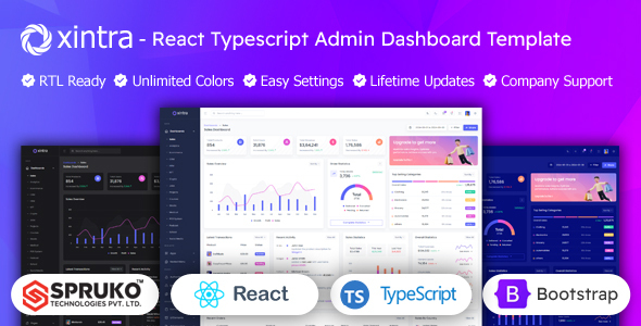 Xintra – React Admin Panel Typescript Bootstrap Dashboard Template