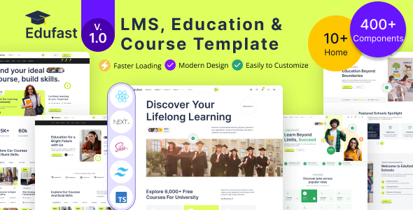 Edufast – LMS, Education & Course React Next JS Template