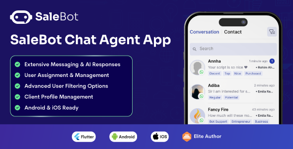 SaleBot Chat Agent – Flutter App for Android and iOS