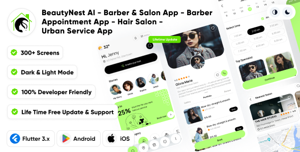 BeautyNest AI – Barber & Salon App – Barber Appointment App – Hair Salon – Urban Service App
