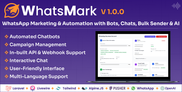 WhatsMark: WhatsApp Marketing And Automation Platform with Bots, Chats, Bulk Sender & AI 1.0.4