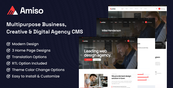 Amiso – Multipurpose Business, Creative & Digital Agency CMS 1.2