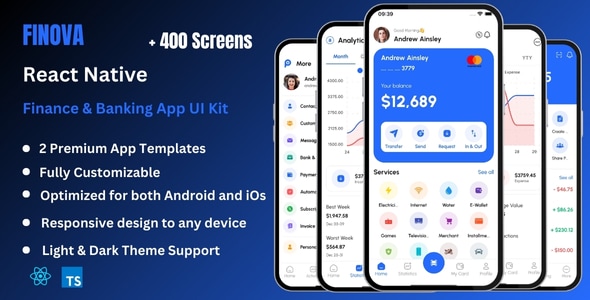 Finova – Finance, Banking, & Online Payment React Native CLI Ui Kit