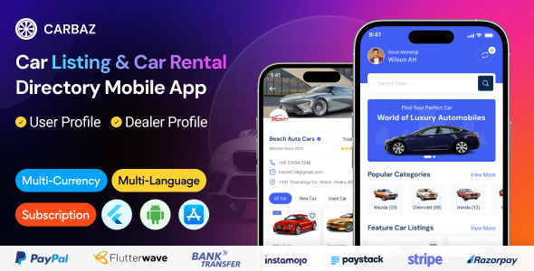 Carbaz – Car listing & Car Rental Directory Flutter App 2.0