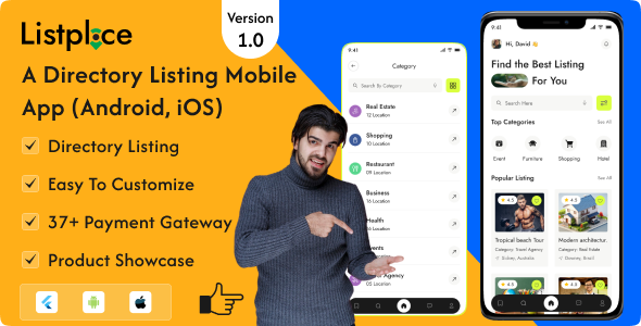 Listplace – Business Directory Listing Flutter App (Android, iOS)