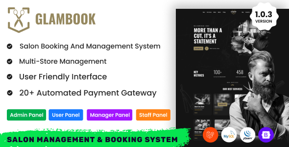 GlamBook – Salon Management & Booking System 1.0.3