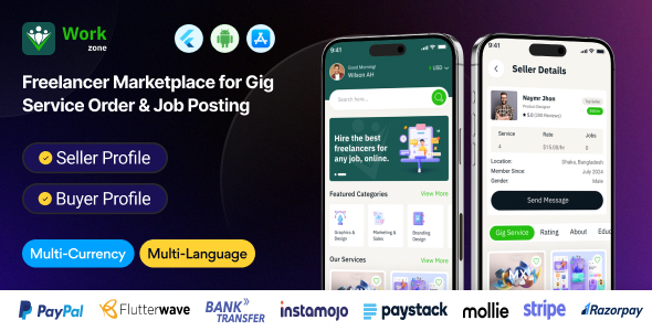 Workzone – Freelancer Marketplace for Gig Service Order & Job Posting Flutter Mobile App