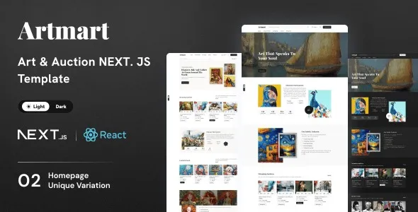 Artmart – Art Gallery & Auctions React Next.JS Template
