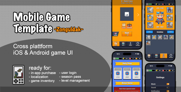 Zonguldak – Mobile Game UI Template
