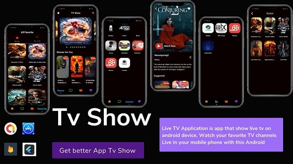 Flutter Tv Show  – (Live TV Channels- Movies) – TV Cast  Supports DLNA-Cast