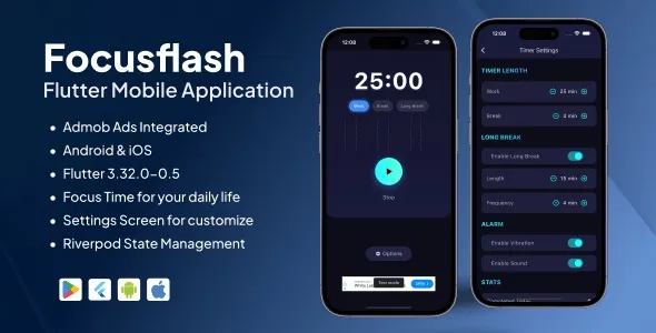 Focus Flash – Productivity & Pomodoro App & Google Admob Ads