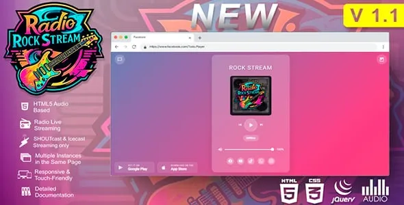 Radio Rock Stream – Todo Players HTML5 ShoutCast, Icecast