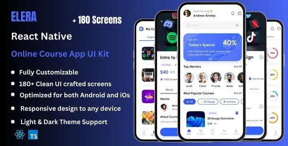 Elera Pro – Online Course & E-Learning React Native CLI App Ui Kit