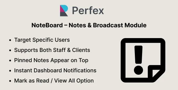 NoteBoard – Notes & Broadcast Module for Perfex CRM 1.0.1