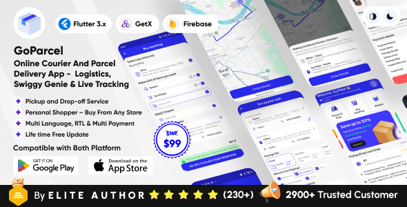 GoParcel – Online Courier & Parcel Delivery App –  Buy Anything from Store Flutter Complete Solution