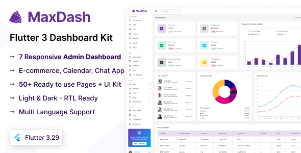 MaxDash – Flutter Admin & Dashboard Kit