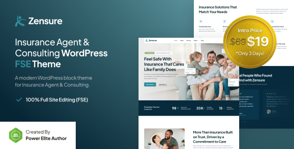 Zensure – Insurance Agent & Consulting FSE WordPress Theme