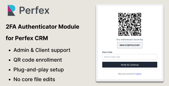 2FA Authenticator Module for Perfex CRM – Compatible with Google, Microsoft, Authy & More 1.1