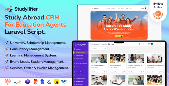 Studylifter – Study Abroad CRM For Education Agent Laravel Script