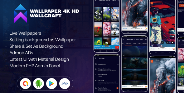 Wallpaper 4K HD Wallcraft – Wallpaper App with Admin Panel – Live Wallpaper
