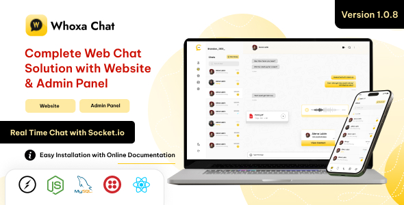 Whoxa Chat – Chat Script | Web Whatsapp Clone | Nodejs chat Software | Chat Website | Group Chat 1.0.8