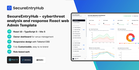 SecureEntryHub – Cybersecurity Dashboard & Threat Intel Frontend React Admin Template