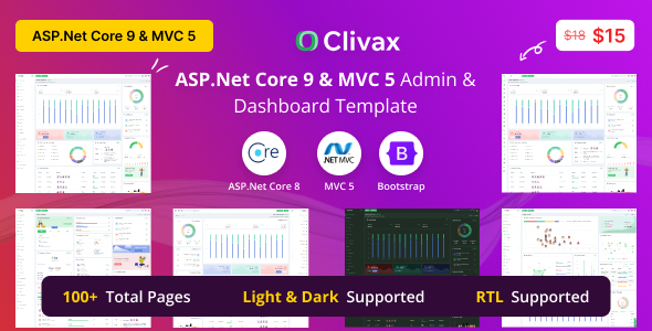 Clivax – ASP.Net Core 9 & MVC 5 Admin & Dashboard UI Template