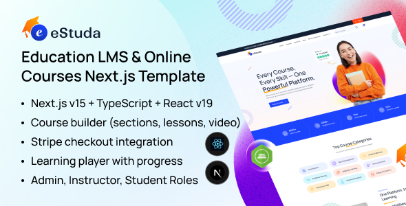 eStuda – React Next.js Learning Management System
