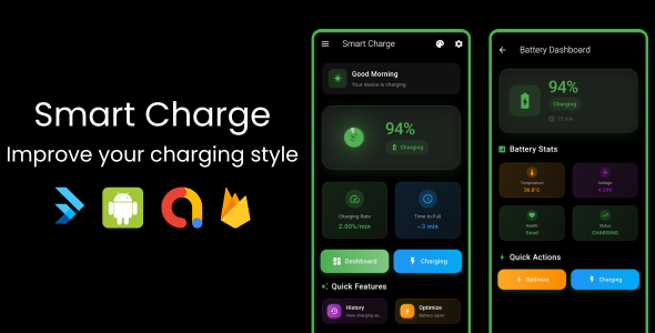 Smart Charge – Complete Flutter Battery Monitoring & Animation App