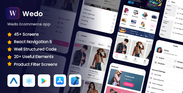 Wedo – Ecommerce React Native Expo Mobile App Template