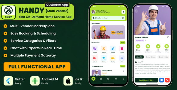 Handy – Multi-Vendor On Demand Home Services App | Android I iOS 2.3