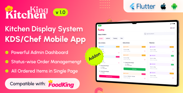 KitchenKing – Smart Restaurant Kitchen Display System (KDS) Mobile App