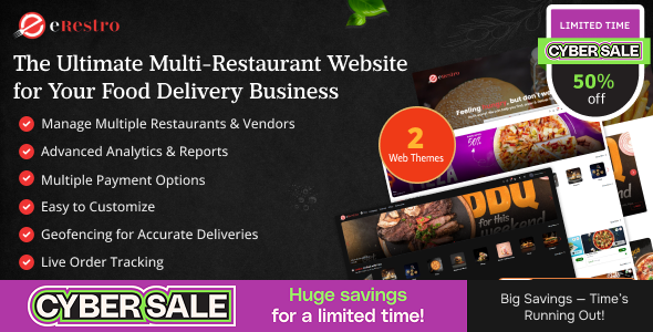 eRestro Multi Restaurant Web – Online Multi-Vendor & Restaurant Food Ordering Web App 1.3.0