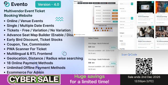 Evento – Multivendor Event Ticket Booking Website 4.0