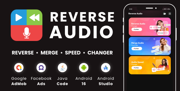 Reverse Audio – Merge Audio – Speed Changer – with AdMob Facebook Ads Android