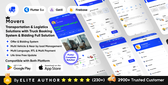 MoversPro – Truck Booking System – Transport & Logistics Solutions – Bidding Flutter Full Solution