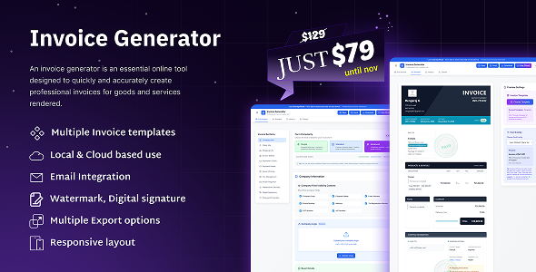 Professional Invoice Generator – 20 Templates, Dual Storage, Business Intelligence, SaaS Ready