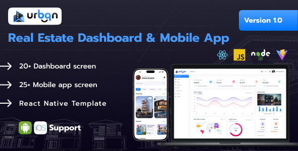 Urbqn – Real Estate Property Dashboard Template with Mobile App
