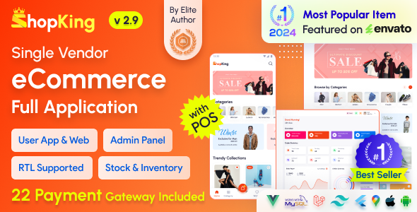 ShopKing – eCommerce App with Laravel Website & Admin Panel with POS | Inventory Management 2.9