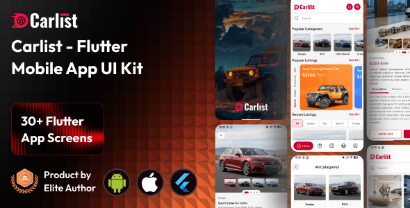 Carlist – Multivendor Car Listings / Dealership / Directory Flutter UI Kit