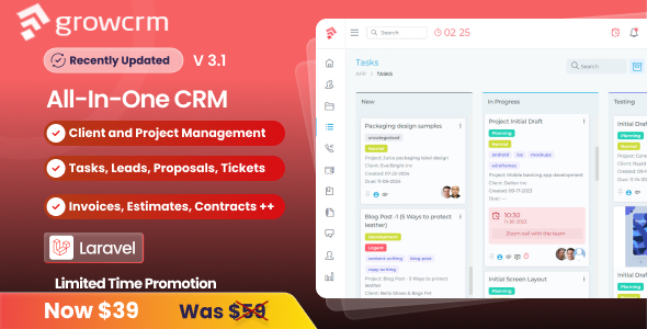 Grow CRM – Laravel Project Management 3.1