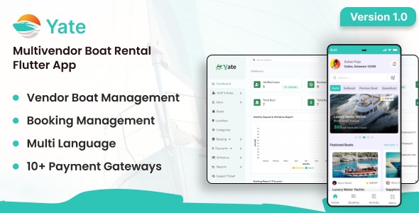 Yate – Multivendor Boat Rental Flutter App with Admin Panel