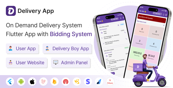 Delivery App – On Demand Delivery System Flutter App with bidding system | Courier App 32.0